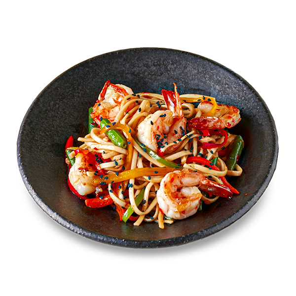 Вок с креветками в кисло-сладком соусе Вок с креветками в кисло-сладком соусе