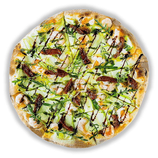 Пицца с креветками и цукини Пицца с креветками и цукини